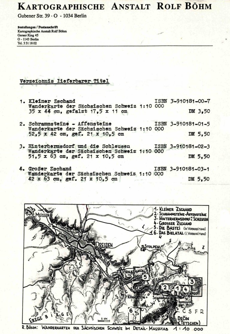 Kartenverzeichnis 1991