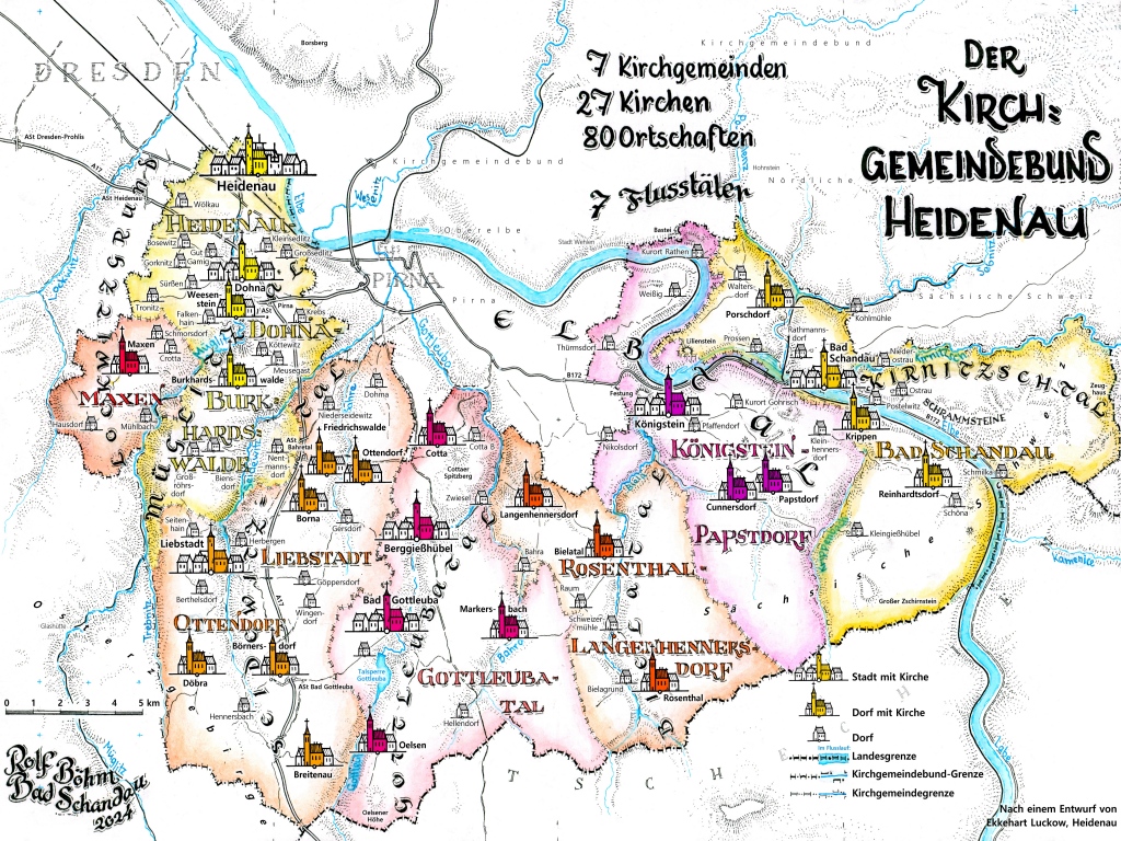 Karte des Kirchgemeindebundes Heidenau