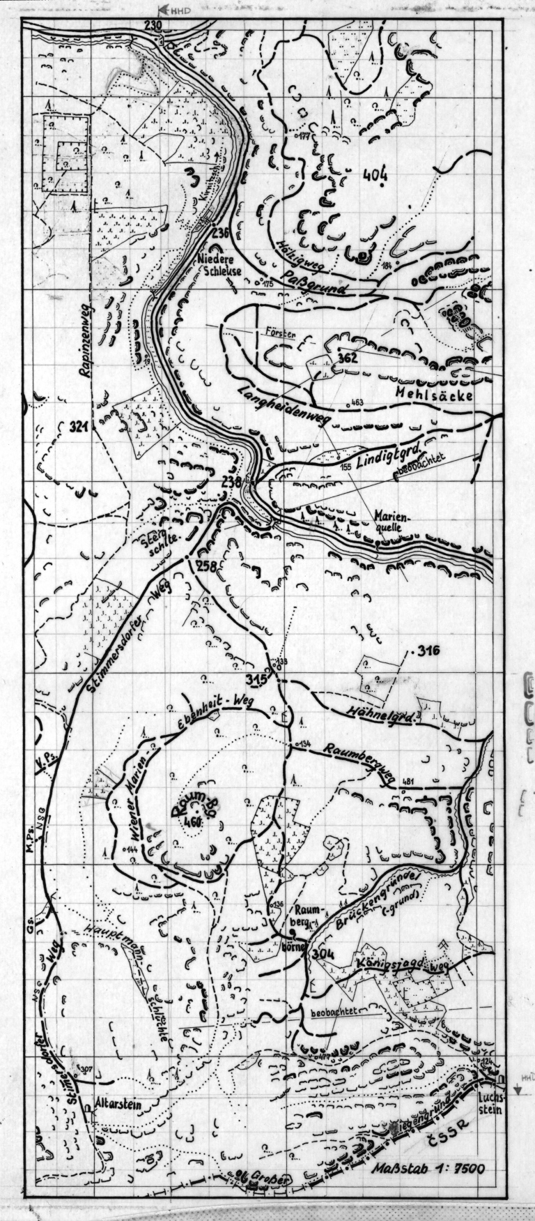 Rewproduktion der Transparentzeichnung Raumberggebiet